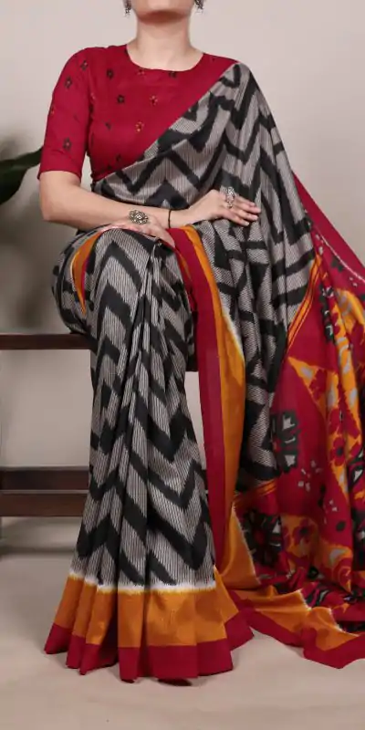 YNF 7043 Black Color Tasar Silk Printed With Designer Work Saree. Festive Deal ₹1549. Delivery 4-6 Working Days. Shop now. | Designer Sarees, Embroidered Sarees, Sarees, Creative Sarees, Ethnic Saree, Modern Digital sarees, Party Wear Sarees