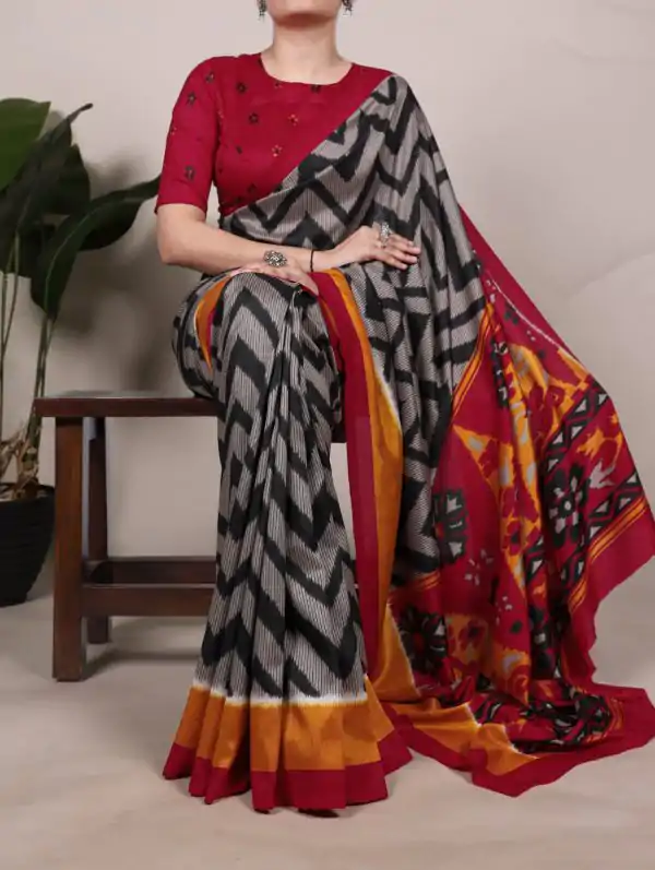 YNF 7043 Black Color Tasar Silk Printed With Designer Work Saree. Festive Deal ₹1549. Delivery 4-6 Working Days. Shop now. | Designer Sarees, Embroidered Sarees, Sarees, Creative Sarees, Ethnic Saree, Modern Digital sarees, Party Wear Sarees