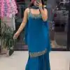 Blue Faux Georgette With Lace Work Salwar Suit