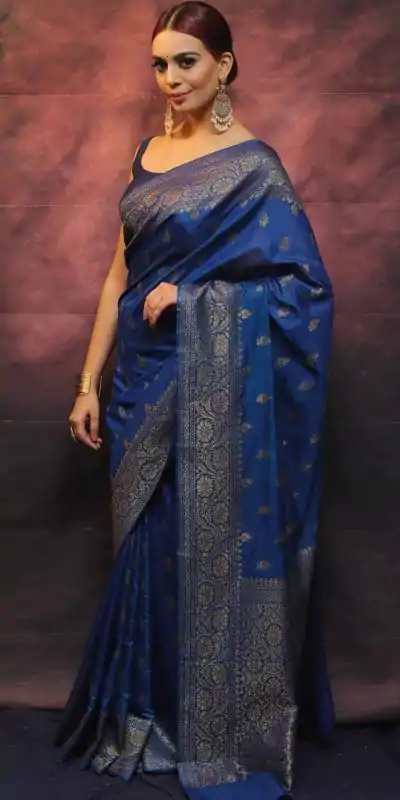 KP 6010 Blue Soft Lichi Silk Jacquard Saree Perfect for Wedding, Party, Traditional Day, Family Gatherings, Sangeet . Grab it for ₹1349. Delivery 4-6 W | Designer Sarees, Embroidered Sarees, Sarees, Bollywood Sarees, Creative Sarees, Ethnic Saree, Modern Digital sarees, Party Wear Sarees