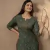 Bottle Green Cotton Printed Kurti