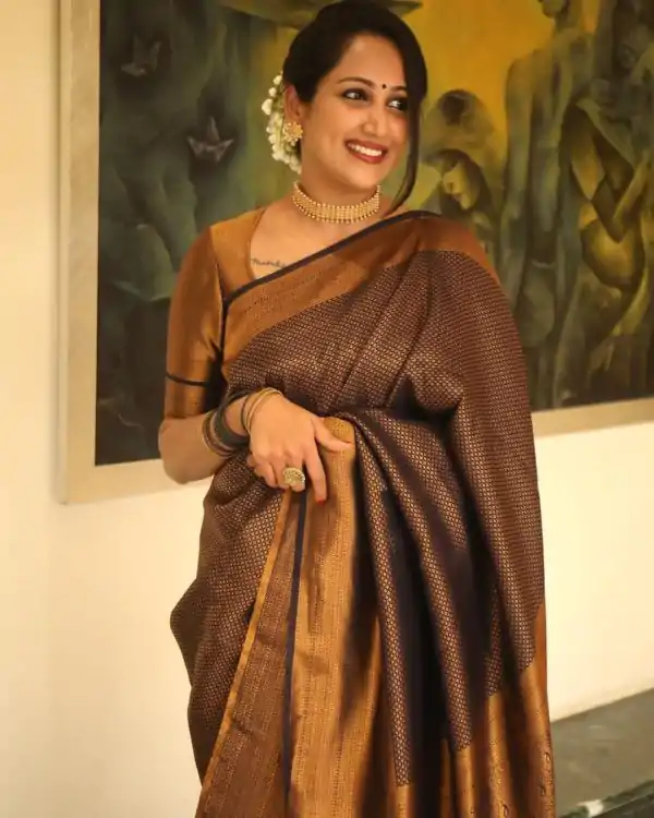 KP 4040 Brown Soft Lichi Silk Saree Perfect for Wedding, Party, Ethnic Day, Raksha Bandhan, Temple Visit – . Exclusive Offer ₹1299. Delivery 4-6 Working D | Designer Sarees, Embroidered Sarees, Sarees, Bollywood Sarees, Creative Sarees, Ethnic Saree, Modern Digital sarees, Party Wear Sarees
