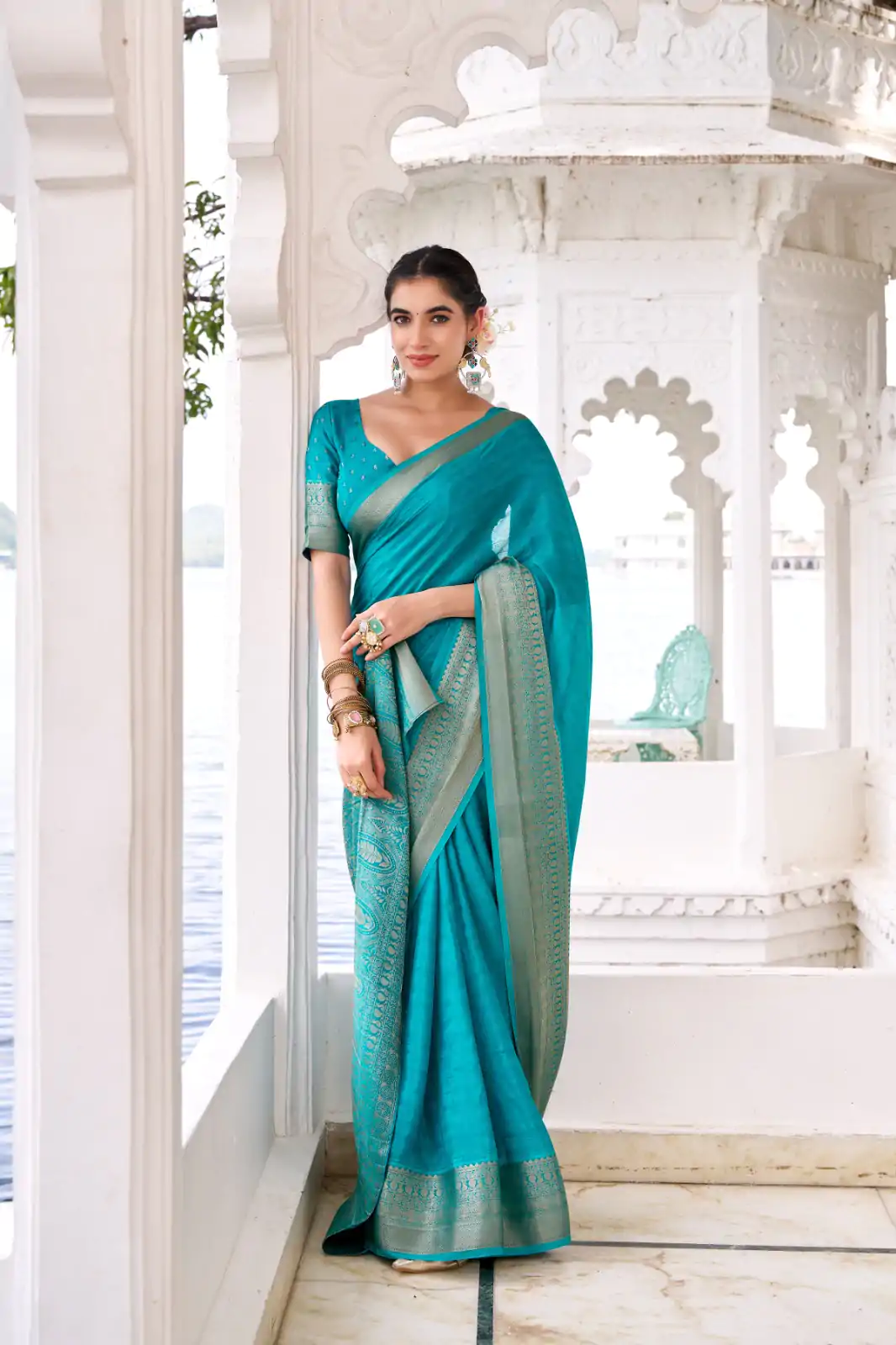YNF 7902 Firozi Color Chinon Printed With Zari Weaving Work Saree With Zari Work. Best Price ₹1549. Delivery 4-6 Working Days. Shop now. | Designer Sarees, Embroidered Sarees, Sarees, Bollywood Sarees, Creative Sarees, Ethnic Saree, Modern Digital sarees, Party Wear Sarees