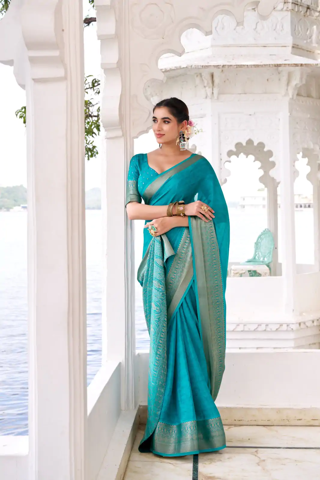 YNF 7902 Firozi Color Chinon Printed With Zari Weaving Work Saree With Zari Work. Best Price ₹1549. Delivery 4-6 Working Days. Shop now. | Designer Sarees, Embroidered Sarees, Sarees, Bollywood Sarees, Creative Sarees, Ethnic Saree, Modern Digital sarees, Party Wear Sarees
