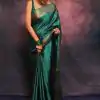 Firozi Soft Lichi Silk Lace Border Saree