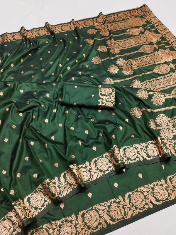Green Banarasi Silk With Lace and Zari Work Saree