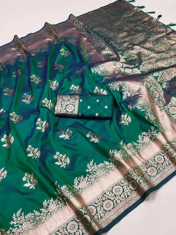 Green Banarasi Silk Zari Lace Work Saree