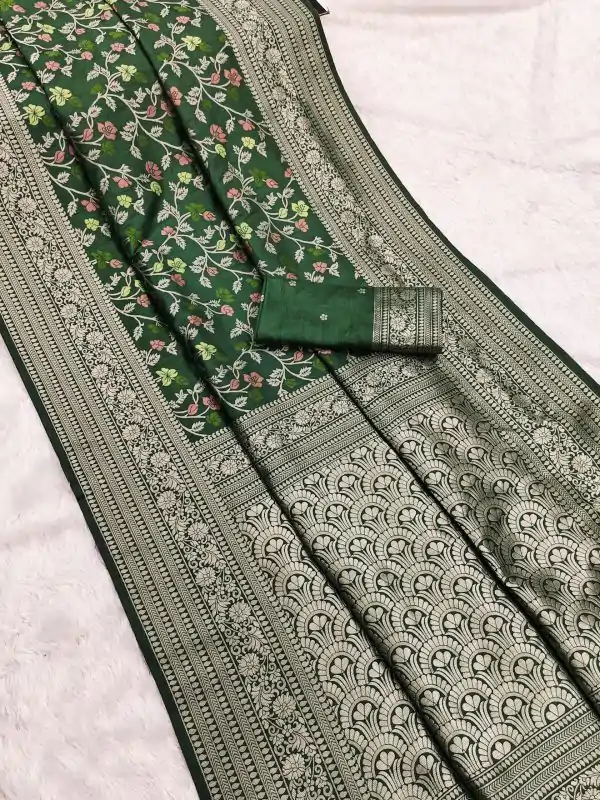 Green Khaddi Pashmina Zari Work Saree