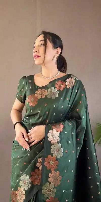 KP 6003 Green Soft Lichi Silk Cloth Lace Work & Lace Border Saree in Best Price ₹1399. Delivery 4-6 Working Days. Shop now. | Designer Sarees, Embroidered Sarees, Sarees, Bollywood Sarees, Creative Sarees, Ethnic Saree, Modern Digital sarees, Party Wear Sarees