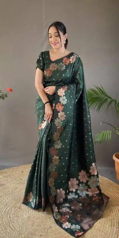 KP 6003 Green Soft Lichi Silk Cloth Lace Work & Lace Border Saree in Best Price ₹1399. Delivery 4-6 Working Days. Shop now. | Designer Sarees, Embroidered Sarees, Sarees, Bollywood Sarees, Creative Sarees, Ethnic Saree, Modern Digital sarees, Party Wear Sarees