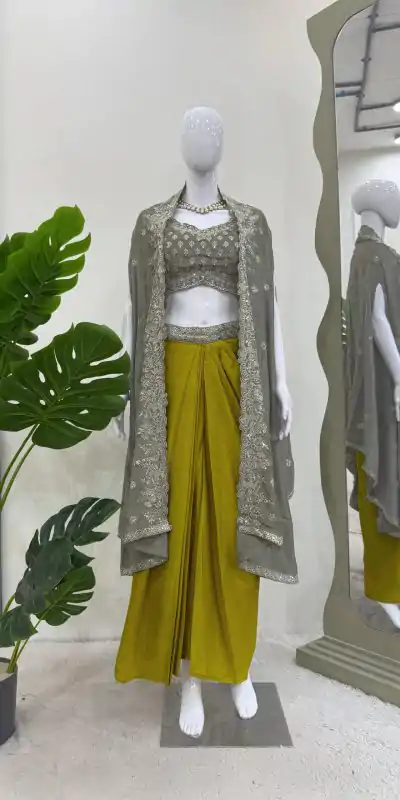RTC 6493 Grey American Crep With Designer Work Dhoti Suit. Wedding, Party, Festive, Events Festive Deal ₹2149. Delivery 4-6 Working Days. Shop now. | Jump Suits, Tops & Bottoms, Track Suits, Salwar suit, Casual Suits, Creative suits, Designer Suits, Palazzo Suits, Party Wear Suits, Patiala Suits, Straight Suits, Trendy Wear
