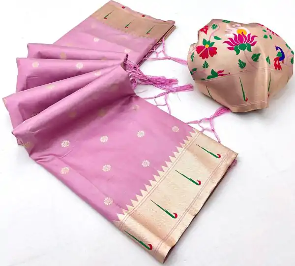 Lavender A Pethani Silk Lace Zari Work Saree