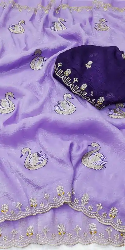 BT 1284 Lavender Crunchy Chiffon Saree Perfect for Wedding, Party, Ethnic Day, Ganesh Chaturthi, Sangeet . Best Price ₹1799. Delivery 4-6 Working Days | Designer Sarees, Embroidered Sarees, Sarees, Bollywood Sarees, Creative Sarees, Ethnic Saree, Modern Digital sarees, Party Wear Sarees