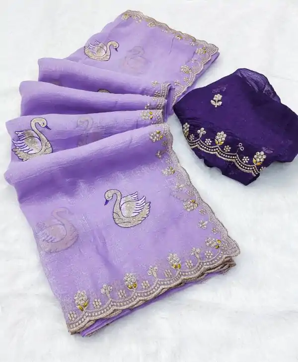 BT 1284 Lavender Crunchy Chiffon Saree Perfect for Wedding, Party, Ethnic Day, Ganesh Chaturthi, Sangeet . Best Price ₹1799. Delivery 4-6 Working Days | Designer Sarees, Embroidered Sarees, Sarees, Bollywood Sarees, Creative Sarees, Ethnic Saree, Modern Digital sarees, Party Wear Sarees