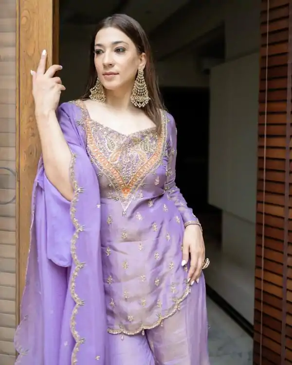 Lavender Simar Silk Embroidery Work Salwar Suit