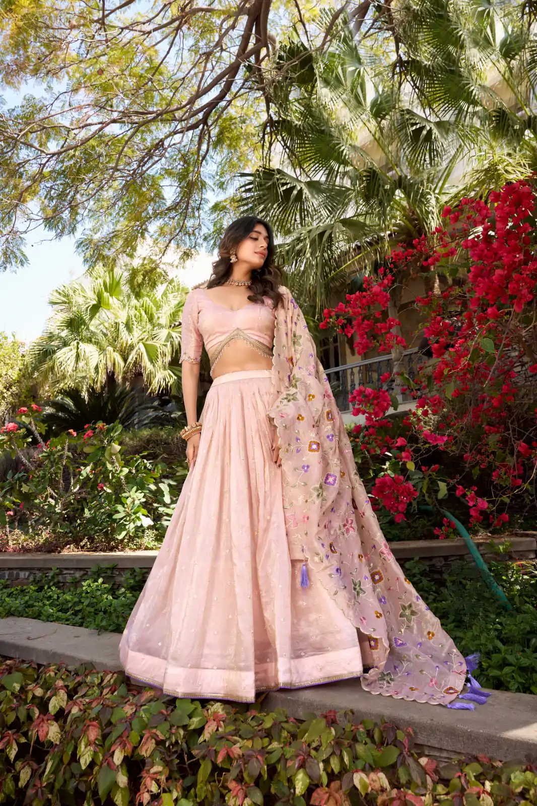 Light Pink Gold Crush Sequins Lehenga Choli - Image 2