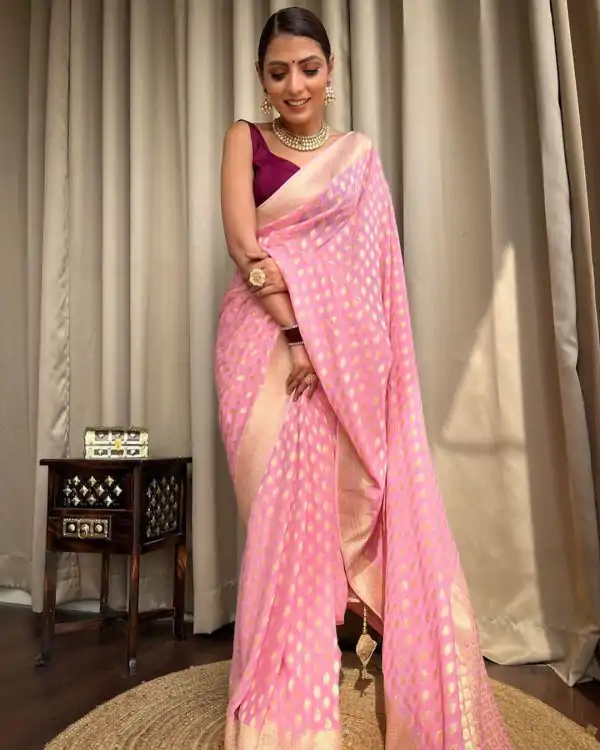 KP 5083 Light Pink Soft Lichi Silk Perfect for Wedding, Party, Family Gatherings, Sangeet, Diwali Cloth. Saree. Get it for ₹1399. Delivery 4-6 Working Days. | Designer Sarees, Embroidered Sarees, Sarees, Bollywood Sarees, Creative Sarees, Ethnic Saree, Modern Digital sarees, Party Wear Sarees