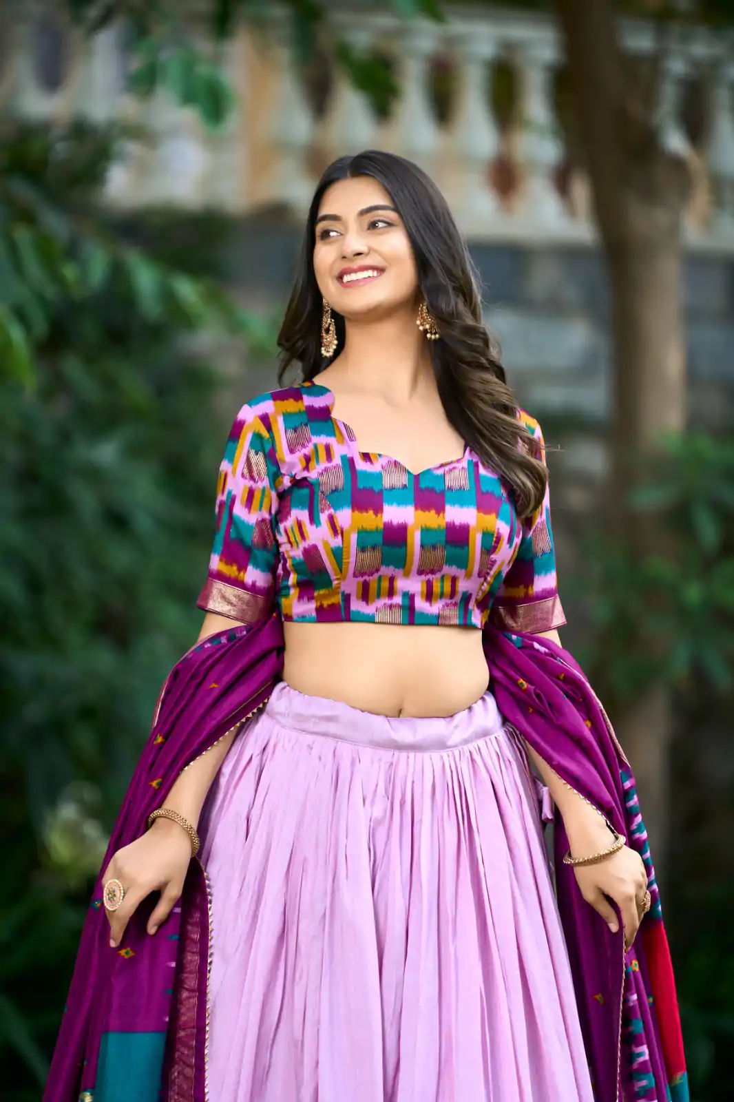 Light Pink Tasar Silk Lehenga Choli - Image 3