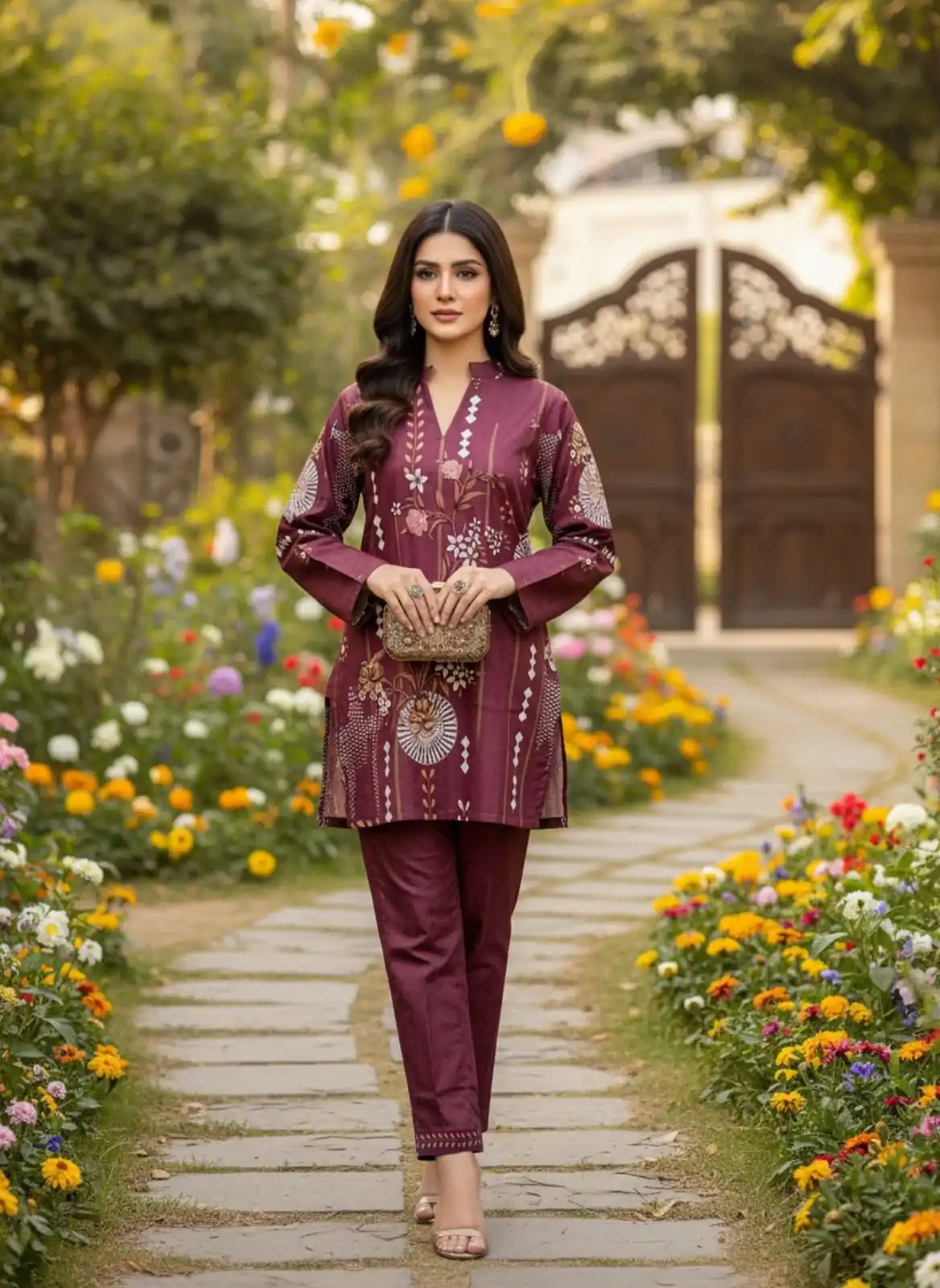 Maroon Linen Cotton Turkish Style Kurti