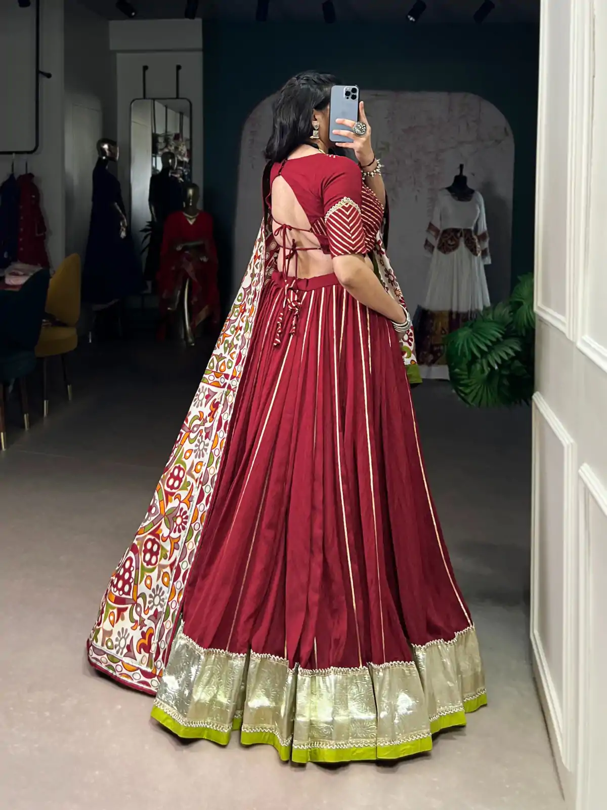 LNB 1658 Maroon Pure Chanderi with Zari Work & Gotta Patti Work Lehenga Choli . Introductory Price ₹3199. Delivery 4-6 Working Days. Shop now. | Lehenga, Bollywood Lehenga, Creative Lehenga, Designer Lehenga, Embroidered Lehenga, Party Wear Lehenga