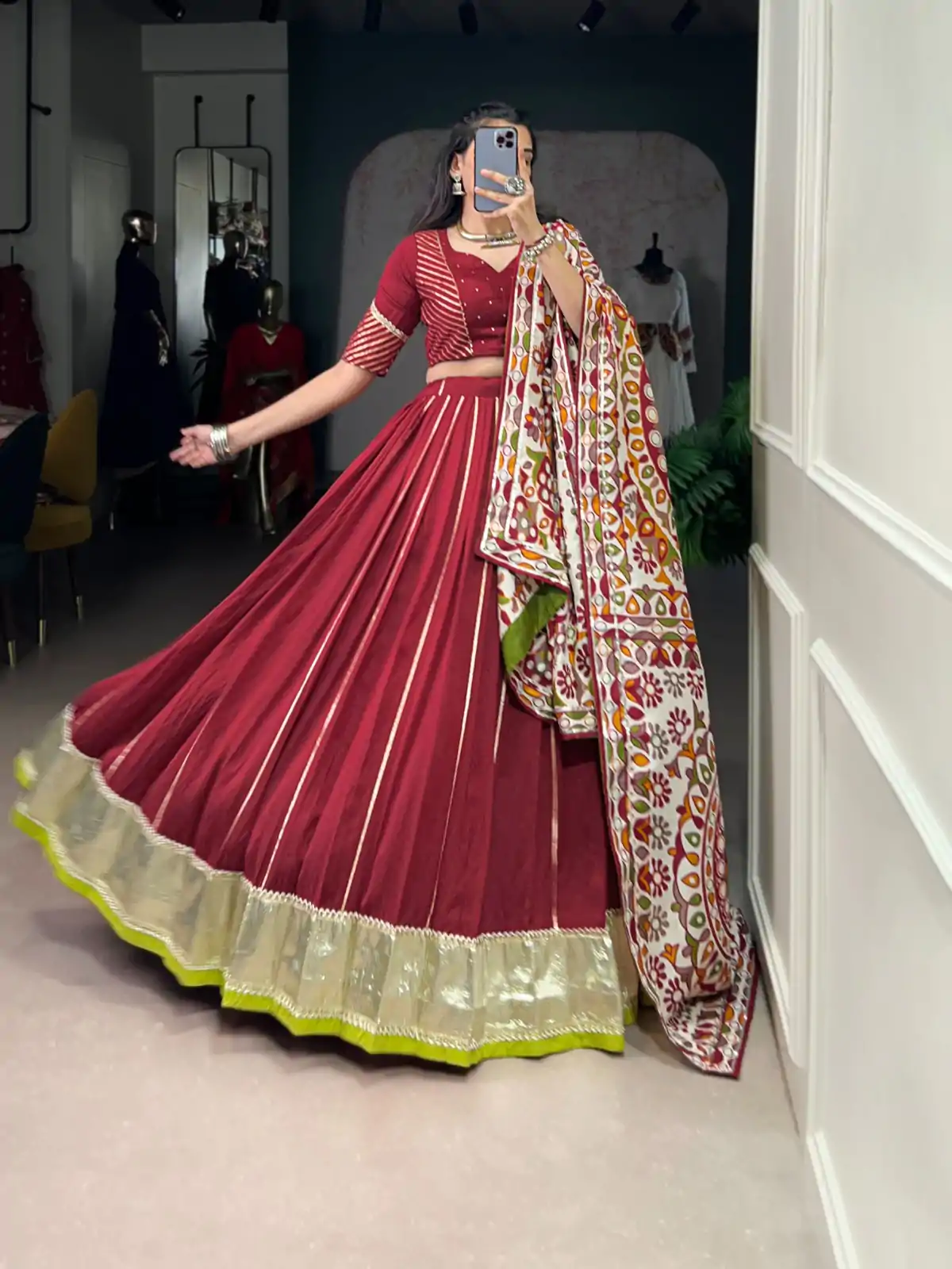 LNB 1658 Maroon Pure Chanderi with Zari Work & Gotta Patti Work Lehenga Choli . Introductory Price ₹3199. Delivery 4-6 Working Days. Shop now. | Lehenga, Bollywood Lehenga, Creative Lehenga, Designer Lehenga, Embroidered Lehenga, Party Wear Lehenga