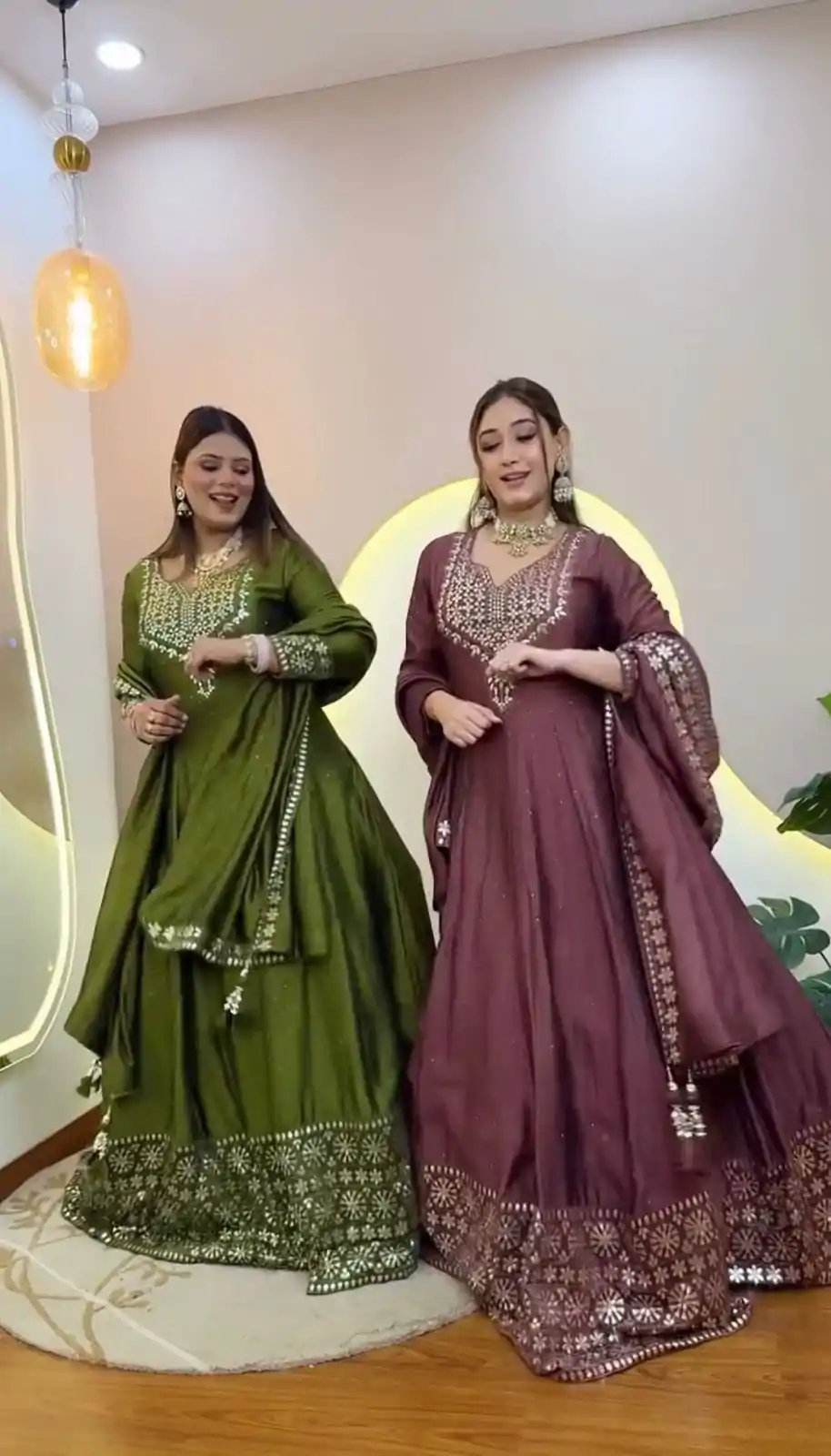 Mehandi Roman Simmer Embroidery Gown - Image 2