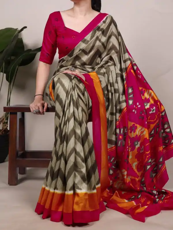 YNF 7043 Mehandi Color Tasar Silk Printed With Designer Work Saree. Festive Deal ₹1549. Delivery 4-6 Working Days. Shop now. | Designer Sarees, Embroidered Sarees, Sarees, Bollywood Sarees, Creative Sarees, Ethnic Saree, Modern Digital sarees, Party Wear Sarees