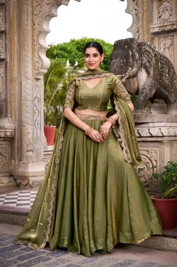 LNB 1440 Mehendi Fendi Sequins Work & Embroidery Work Lehenga Choli in . Introductory Price ₹2999. Delivery 4-6 Working Days. Shop now. | Lehenga, Bollywood Lehenga, Creative Lehenga, Designer Lehenga, Embroidered Lehenga, Party Wear Lehenga