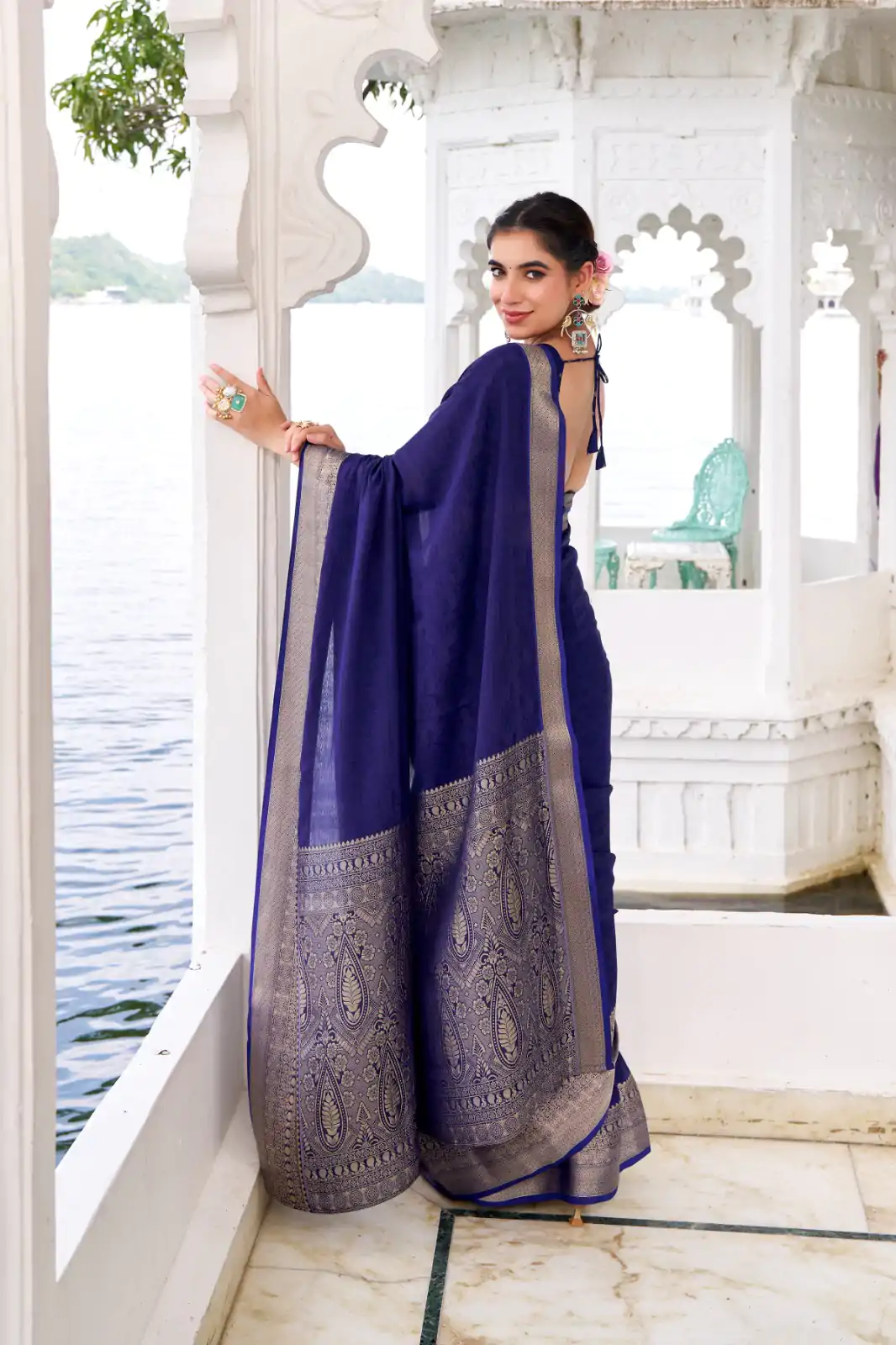YNF 7902 Navy Blue Color Chinon Printed With Zari Weaving Work Saree With Zari Work. Best Price ₹1549. Delivery 4-6 Working Days. Shop now. | Designer Sarees, Embroidered Sarees, Sarees, Bollywood Sarees, Creative Sarees, Ethnic Saree, Modern Digital sarees, Party Wear Sarees