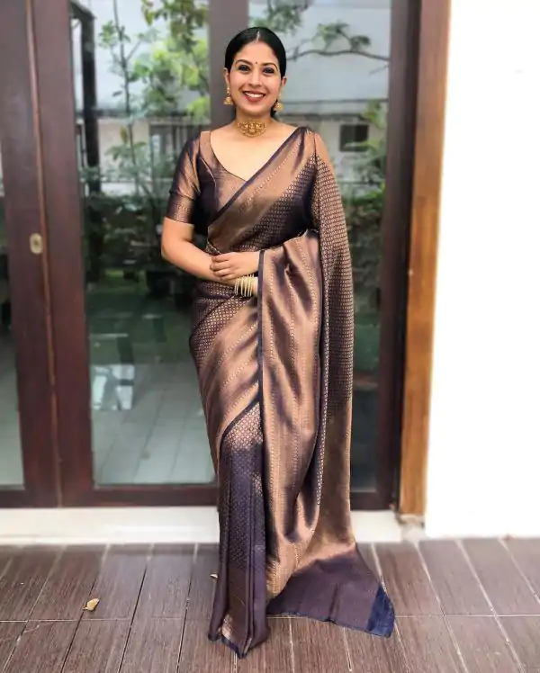 KP 4040 Navy Blue Soft Lichi Silk Saree Perfect for Wedding, Party, Ethnic Day, Raksha Bandhan, Temple Visit –.Exclusive Offer ₹1299. Delivery 4-6 Working D | Designer Sarees, Embroidered Sarees, Sarees, Bollywood Sarees, Creative Sarees, Ethnic Saree, Modern Digital sarees, Party Wear Sarees
