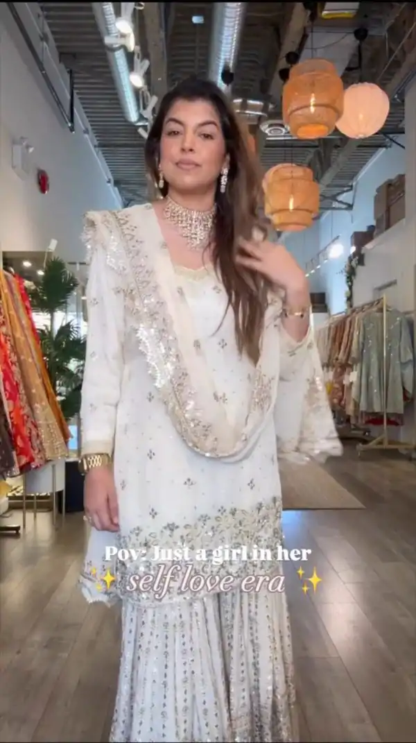 Off White Chinon With Embroidery Salwar Suit