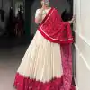 Off White Cotton With Sequins Work Lehenga Choli