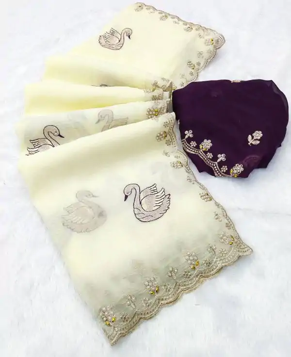 BT 1284 Off White Crunchy Chiffon Saree Perfect for Wedding, Party, Ethnic Day, Ganesh Chaturthi, Sangeet . Best Price ₹1799. Delivery 4-6 Working Days | Designer Sarees, Embroidered Sarees, Sarees, Bollywood Sarees, Creative Sarees, Ethnic Saree, Modern Digital sarees, Party Wear Sarees