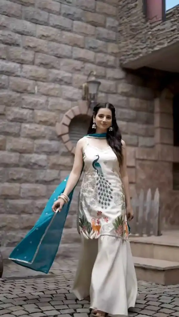 LG 1994 Off White Color French Crape Embroidery Work Salwar Suit Casual, Wedding, Festive, Events . Expected Delivery  4-6 Working Days @1999/- only      | Casual Suits, Jump Suits, Salwar suit, Creative suits, Designer Suits, Palazzo Suits, Party Wear Suits, Patiala Suits, Straight Suits