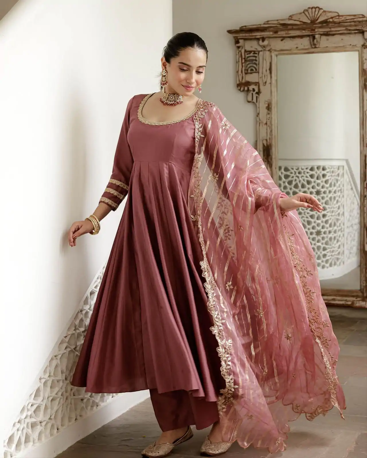 Onion Roman Simmer Silk Sequence Gown - Image 3