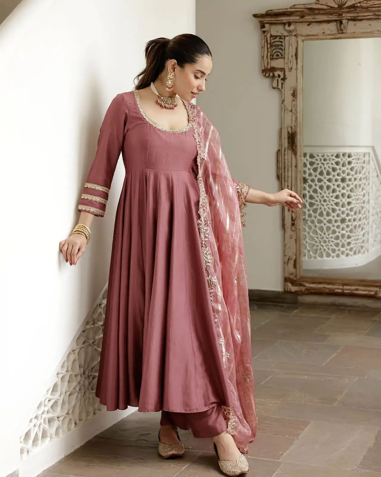 Onion Roman Simmer Silk Sequence Gown - Image 2