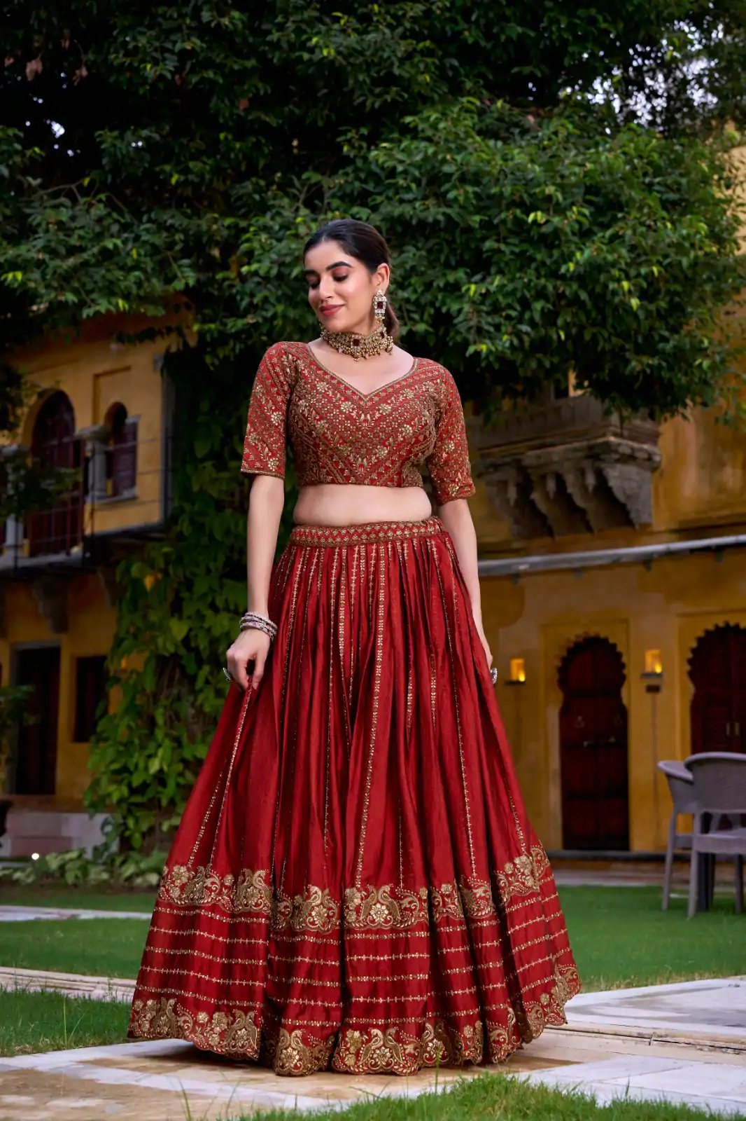 Orange Rangoli Crush With Embroider Lehenga Choli - Image 3