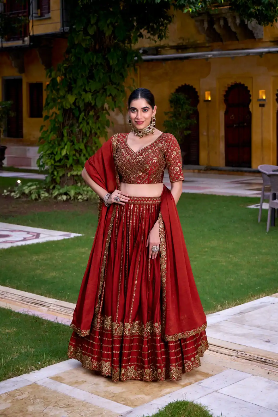 Orange Rangoli Crush With Embroider Lehenga Choli - Image 2