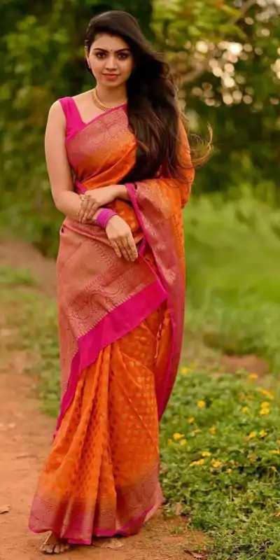 KP 3079 Orange Color Soft Lichi Silk Cloth Rich Pallu All Over Saree Events Casual, Wedding, Festive, Events . Expected Delivery  4-6 Working Days @1449/- | Designer Sarees, Sarees, Bollywood Sarees, Creative Sarees, Embroidered Sarees, Ethnic Saree, Modern Digital sarees, Party Wear Sarees