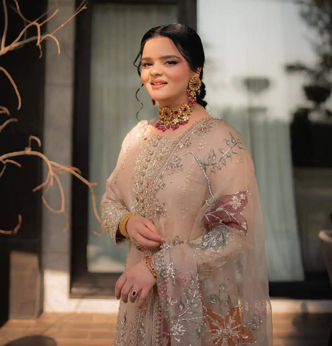 Peach Chinon Embroidery Digital Print Lehenga Choli - Image 4