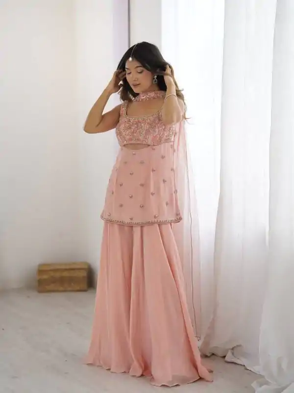 LG 1959 Peach Georgette With Lace Work & Embroidery Work Salwar Suit . Available at ₹1849 only. Delivery 4-6 Working Days. Shop now. | Casual Suits, Jump Suits, Tops & Bottoms, Track Suits, Salwar suit, Creative suits, Designer Suits, Palazzo Suits, Party Wear Suits, Patiala Suits, Straight Suits, Trendy Wear