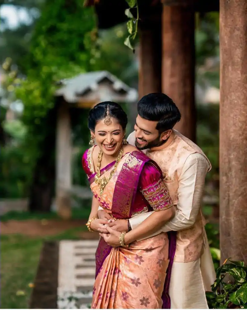 Peach Soft Lichi Silk With Lace Work Saree - Image 7
