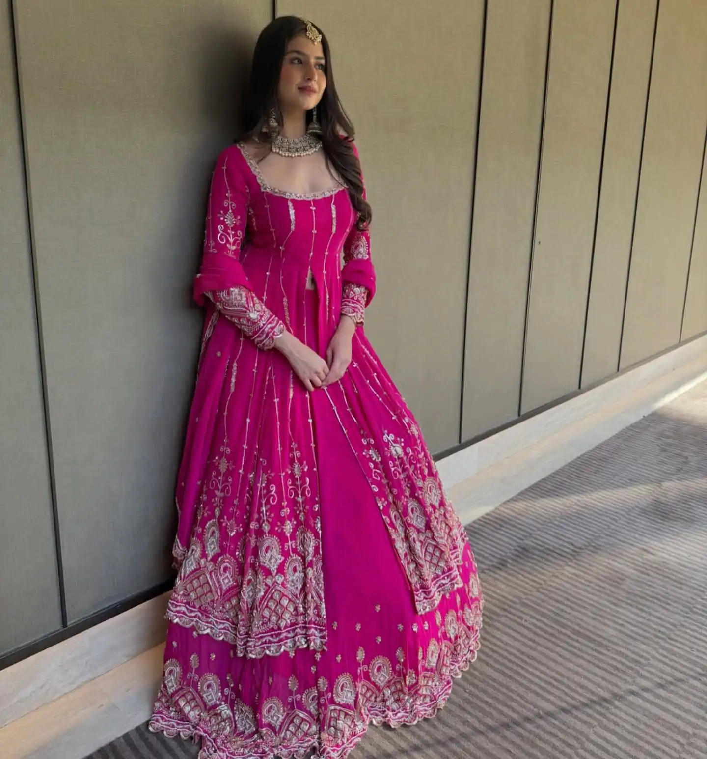 Pink Faux Georgette With Embroidery Lehenga Choli - Image 2