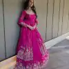 Pink Faux Georgette With Embroidery Lehenga Choli