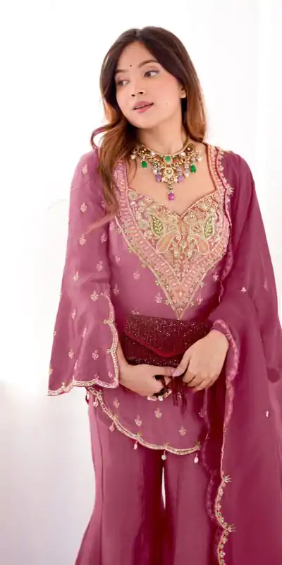 NSR 852 Pink Simar Silk With Embroidery Work with Full Sleeve Salwar Suit in . Now at just ₹2099. Delivery 4-6 Working Days. Shop n | Casual Suits, Jump Suits, Salwar suit, Creative suits, Designer Suits, Palazzo Suits, Party Wear Suits, Patiala Suits, Straight Suits