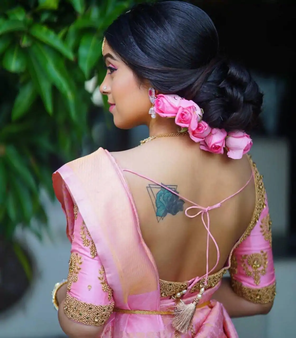 Pink Soft Lichi Silk Jacquard Border Saree - Image 4