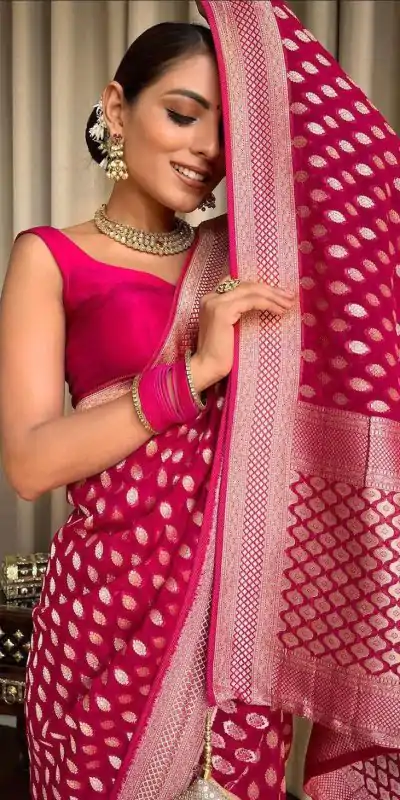 KP 5083 Pink Soft Lichi Silk Perfect for Wedding, Party, Family Gatherings, Sangeet, Diwali Cloth. Saree. Get it for ₹1399. Delivery 4-6 Working Days. | Designer Sarees, Embroidered Sarees, Sarees, Bollywood Sarees, Creative Sarees, Ethnic Saree, Modern Digital sarees, Party Wear Sarees