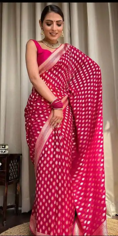 KP 5083 Pink Soft Lichi Silk Perfect for Wedding, Party, Family Gatherings, Sangeet, Diwali Cloth. Saree. Get it for ₹1399. Delivery 4-6 Working Days. | Designer Sarees, Embroidered Sarees, Sarees, Bollywood Sarees, Creative Sarees, Ethnic Saree, Modern Digital sarees, Party Wear Sarees