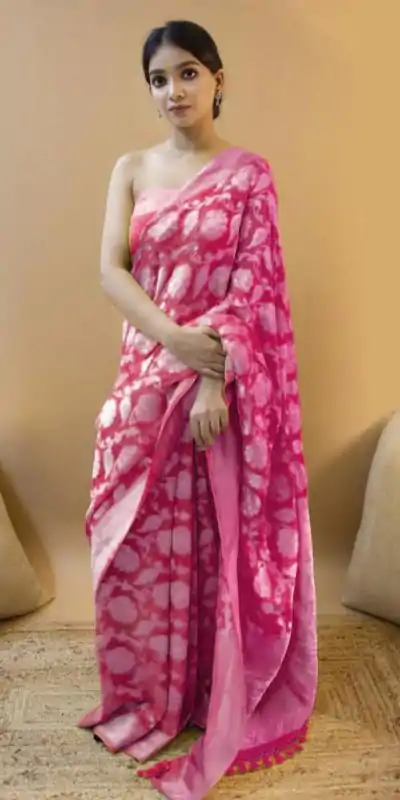 KP 1073 Pink Soft Lichi Silk Saree Perfect for Wedding, Party, Sangeet, Ethnic Day, Festival Celebrations Get it for ₹1399. Delivery 4-6 Working Da | Designer Sarees, Embroidered Sarees, Sarees, Bollywood Sarees, Creative Sarees, Ethnic Saree, Modern Digital sarees, Party Wear Sarees