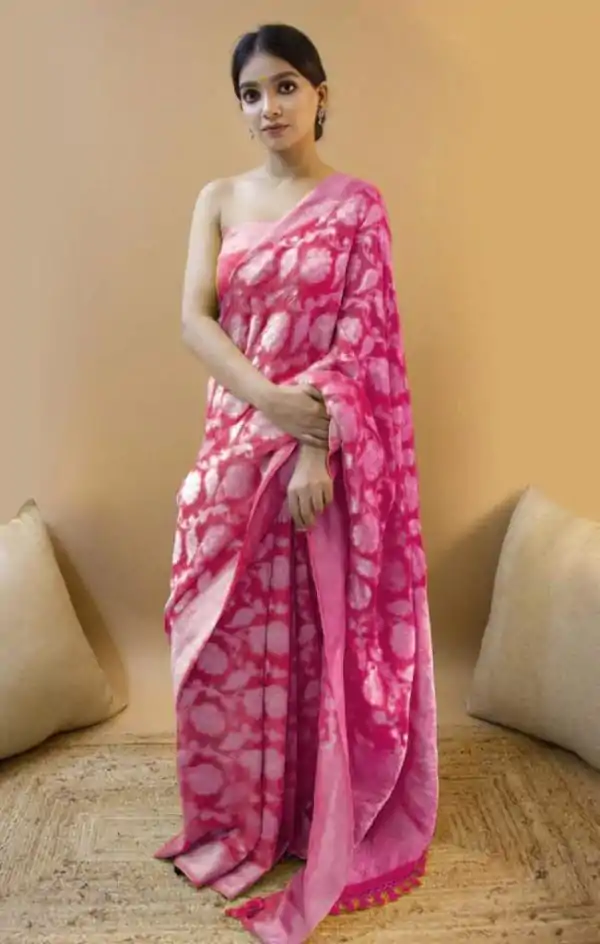 KP 1073 Pink Soft Lichi Silk Saree Perfect for Wedding, Party, Sangeet, Ethnic Day, Festival Celebrations Get it for ₹1399. Delivery 4-6 Working Da | Designer Sarees, Embroidered Sarees, Sarees, Bollywood Sarees, Creative Sarees, Ethnic Saree, Modern Digital sarees, Party Wear Sarees